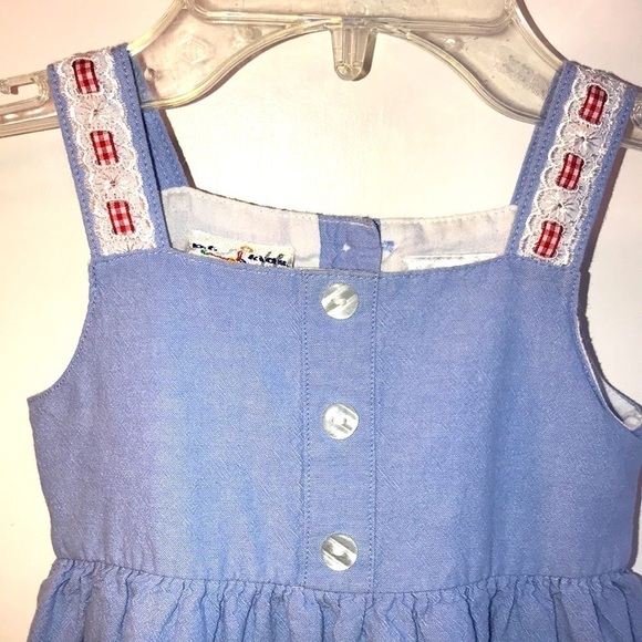 B.T. Kids Chambray Blue with White Eyelet Dress Size 24 Months - Picture 2 of 8